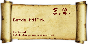Berde Márk névjegykártya